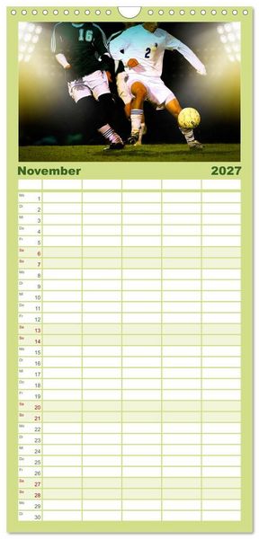 Produktbild: Familienplaner 2027 - Fu&szlig;ball - pure Leidenschaft mit 5 Spalten (Wandkalender, 21 x 45 cm) CALVENDO