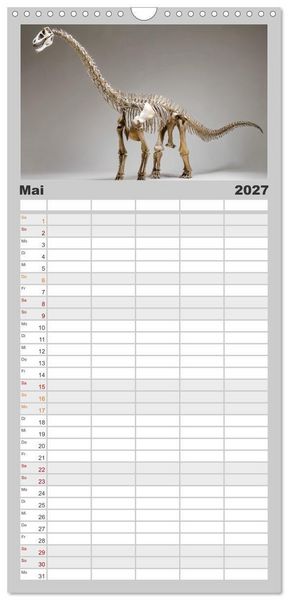 Produktbild: Familienplaner 2027 - Knochen der Giganten - Dinosaurier im Portr&auml;t mit 5 Spalten (Wandkalender, 21 x 45 cm) CALVENDO