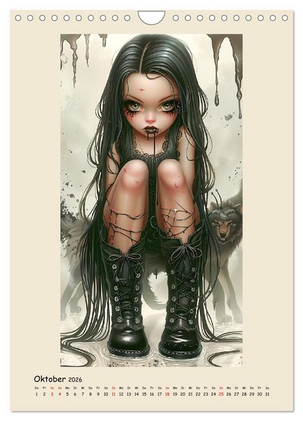 Produktbild: Gothic-Girls. Bizzare Comic-Art (Wandkalender 2026 DIN A4 hoch), CALVENDO Monatskalender