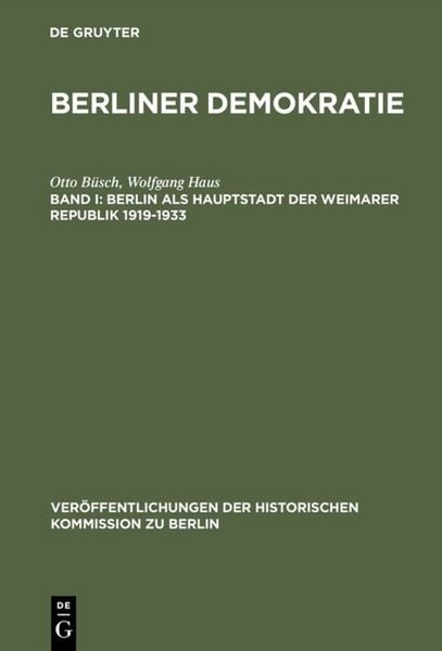 Produktbild: Berlin als Hauptstadt der Weimarer Republik 1919&ndash;1933