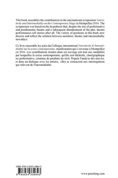 Produktbild: Narrativity and Intermediality in Contemporary Theatre / Narrativit&eacute; et interm&eacute;dialit&eacute; sur la sc&egrave;ne contemporaine