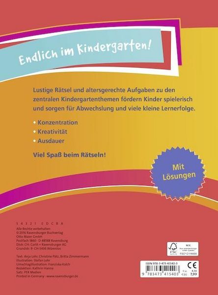 Produktbild: Lohr, A: Mein Lern-R&auml;tsel-Block Kindergarten