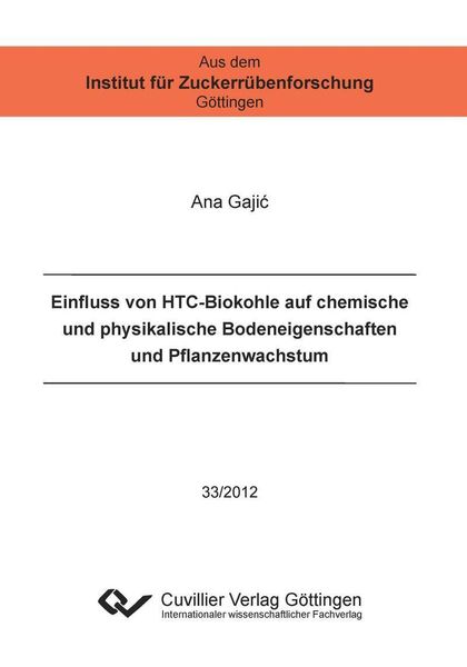 Produktbild: Einfluss von HTC-Biokohle auf chemische und physikalische Bodeneigenschaften und Pflanzenwachstum