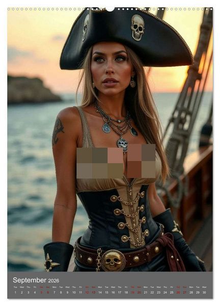 Produktbild: Pirate princesses (High Quality Premium Wall Calendar 2026 DIN A2 portrait),CALVENDO 12 Month Wall Calendar
