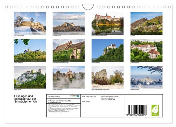 Produktbild: Festungen und Schl&ouml;sser auf der Schw&auml;bischen Alb (Wandkalender 2026 DIN A4 quer), CALVENDO Monatskalender