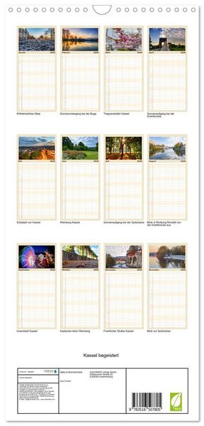 Produktbild: Familienplaner 2026 - Kassel begeistert mit 5 Spalten (Wandkalender, 21 x 45 cm) CALVENDO
