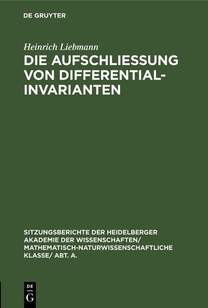 Produktbild: Die Aufschlie&szlig;ung von Differentialinvarianten