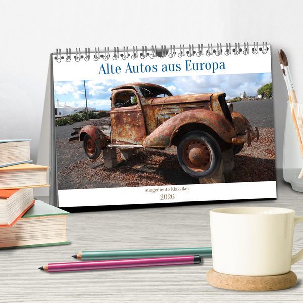 Produktbild: Alte Autos aus Europa (Tischkalender 2026 DIN A5 quer), CALVENDO Monatskalender