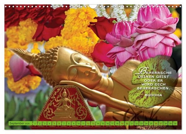 Produktbild: Buddhas Worte - Der Weg zur Achtsamkeit (Wandkalender 2026 DIN A3 quer), CALVENDO Monatskalender