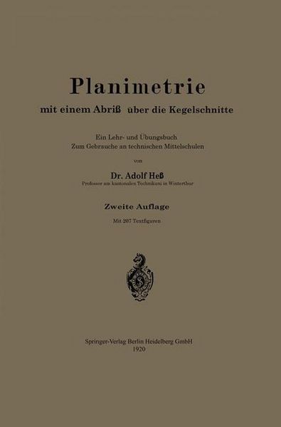 Produktbild: Planimetrie mit einem Abri&szlig; &uuml;ber die Kegelschnitte
