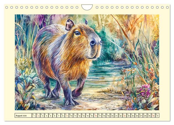 Produktbild: Wasserschweine. Bezaubernde Capybaras in der Natur (Wandkalender 2026 DIN A4 quer), CALVENDO Monatskalender
