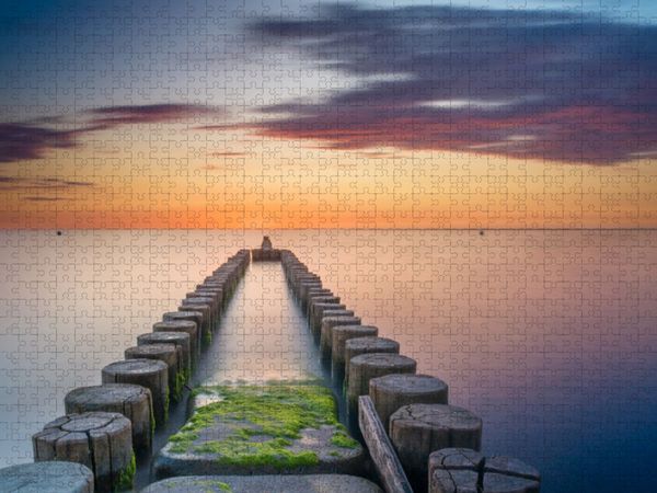 Produktbild: CALVENDO Puzzle Buhnen beim Sonnenuntergang &uuml;ber der Ostsee | 1000 Teile Lege-Gr&ouml;&szlig;e 64x48cm Foto-Puzzle f&uuml;r gl&uuml;ckliche Stunden