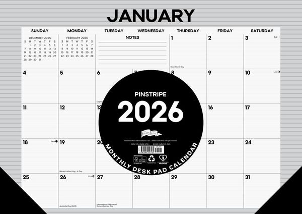 Produktbild: Pinstripe 2026 17 X 12 Small Monthly Deskpad