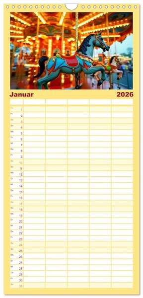 Produktbild: Familienplaner 2026 - Riesenr&auml;der und Kirmes mit 5 Spalten (Wandkalender, 21 x 45 cm) CALVENDO