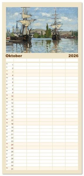 Produktbild: Familienplaner 2026 - Typisch Monet mit 5 Spalten (Wandkalender, 21 x 45 cm) CALVENDO
