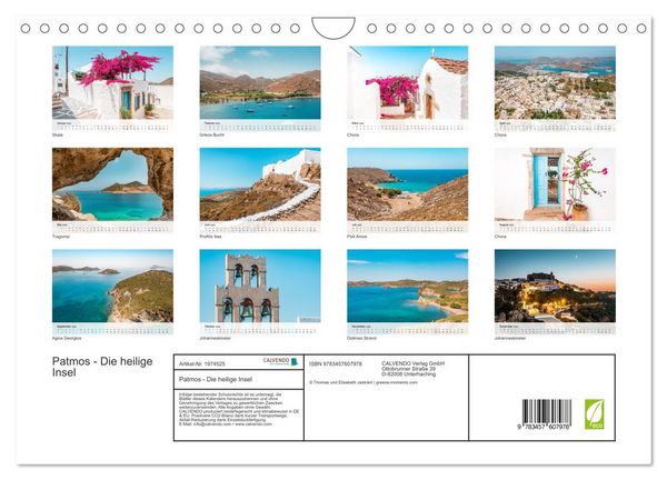 Produktbild: Patmos - Die heilige Insel (Wandkalender 2026 DIN A4 quer), CALVENDO Monatskalender