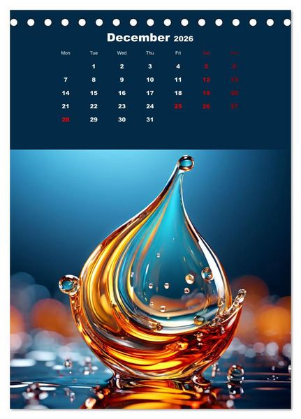 Produktbild: The symphony of drops (Desk Calendar 2026 DIN A5 portrait), CALVENDO 12 Month DeskCalendar