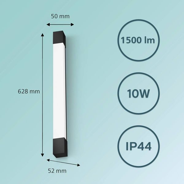 Produktbild: Philips Rover 8720169300293 LED-Bad-Deckenleuchte 10W Warmwei&szlig; Schwarz