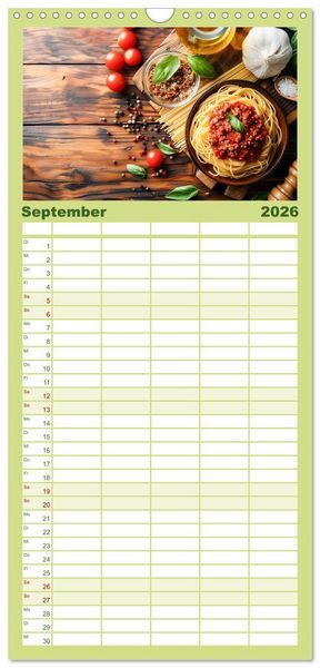Produktbild: Familienplaner 2026 - Mediterrane K&uuml;che mit 5 Spalten (Wandkalender, 21 x 45 cm) CALVENDO