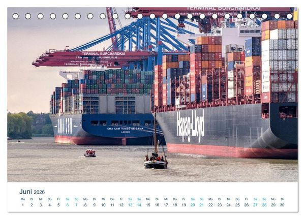 Produktbild: Schiffe gucken im Hamburger Hafen (Tischkalender 2026 DIN A5 quer), CALVENDO Monatskalender