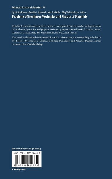 Produktbild: Problems of Nonlinear Mechanics and Physics of Materials