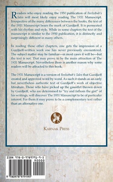 Produktbild: The 1931 Manuscript of Beelzebub's Tales to His Grandson