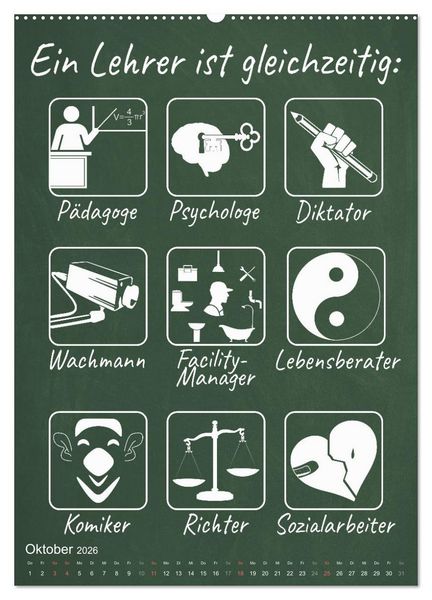 Produktbild: Coole Lehrerspr&uuml;che (Wandkalender 2026 DIN A2 hoch), CALVENDO Monatskalender