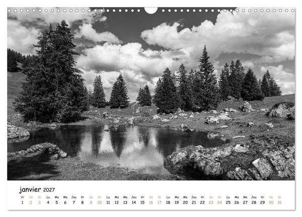 Produktbild: Terres de contraste &ndash; Une ann&eacute;e en monochrome (Calendrier mural 2027 DIN A3 vertical), CALVENDO calendrier mensuel