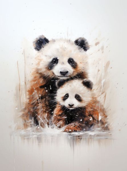 Produktbild: CALVENDO Puzzle Knuddelige Pandarfamilie in Acrylfarbe | 2000 Teile Lege-Gr&ouml;&szlig;e 90x67cm Foto-Puzzle f&uuml;r gl&uuml;ckliche Stunden