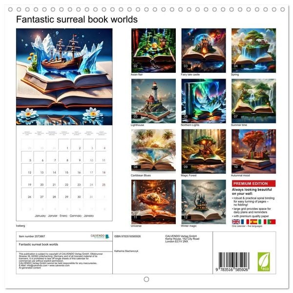 Produktbild: Fantastic surreal book worlds (Wall Calendar 2026 12 &times; 12 Inch) CALVENDO 12 Month Wall Calendar