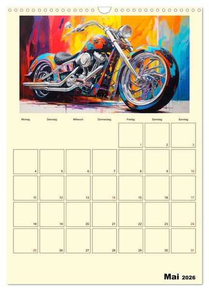 Produktbild: Custom Motorcycle Paintings (Wandkalender 2026 DIN A3 hoch), CALVENDO Monatskalender