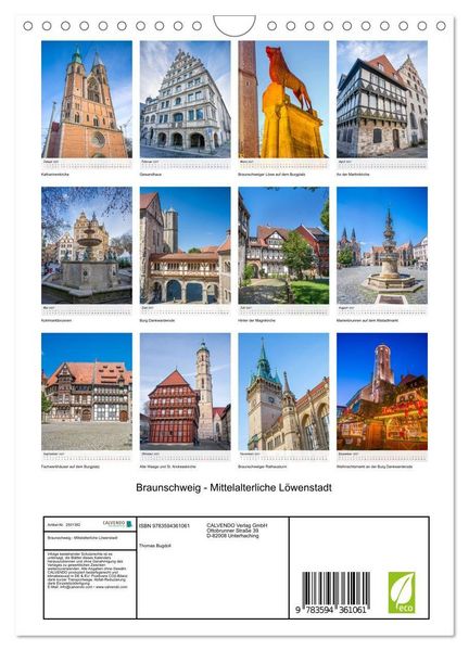 Produktbild: Braunschweig - Mittelalterliche L&ouml;wenstadt (Wandkalender 2027 DIN A4 hoch), CALVENDO Monatskalender