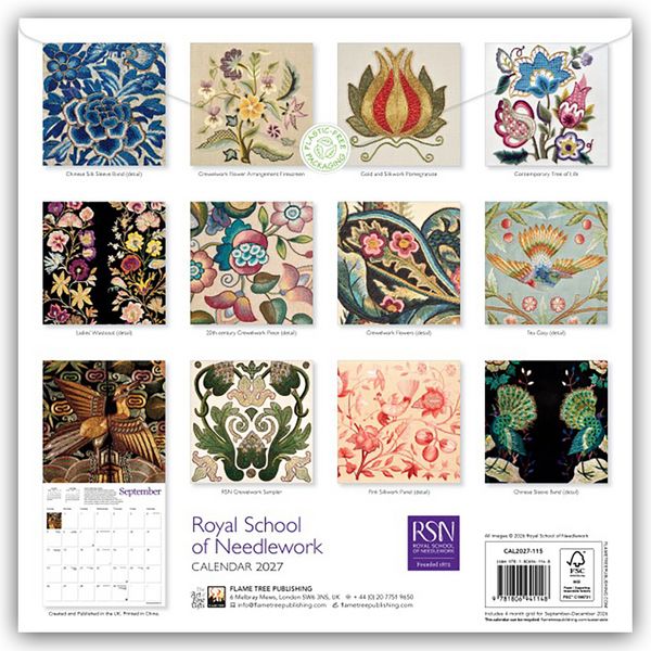 Produktbild: Royal School of Needlework 2027 &ndash; Original Flame Tree Publishing-Kalender [Kalender]
