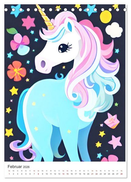 Produktbild: Jeder braucht ein Einhorn in seinem Leben - Bildergeschichte f&uuml;r Kinder (Tischkalender 2026 DIN A5 hoch), CALVENDO Monatskalender