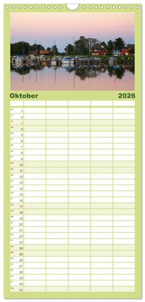 Produktbild: Familienplaner 2026 - Fischland Dar&szlig; Zingst &ndash; Die Halbinsel an der Ostsee mit 5 Spalten (Wandkalender, 21 x 45 cm) CALVENDO