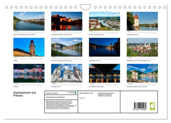 Produktbild: Impressionen aus Passau (Wandkalender 2026 DIN A4 quer), CALVENDO Monatskalender