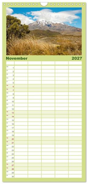 Produktbild: Familienplaner 2027 - Faszination Neuseeland mit 5 Spalten (Wandkalender, 21 x 45 cm) CALVENDO