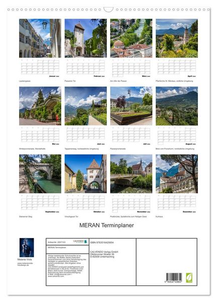 Produktbild: MERAN Terminplaner (Wandkalender 2026 DIN A2 hoch), CALVENDO Monatskalender