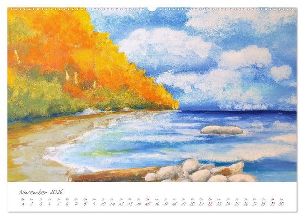 Produktbild: R&uuml;gen in Farbe - Mit Pinsel und Farbe auf der Lieblingsinsel (hochwertiger Premium Wandkalender 2026 DIN A2 quer), Kunstdruck in Hochglanz
