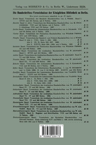 Produktbild: Verzeichnis der Tibetischen Handschriften der K&ouml;niglichen Bibliothek zu Berlin