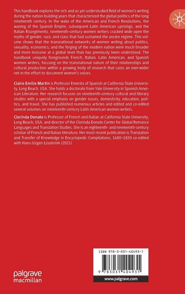 Produktbild: The Palgrave Handbook of Transnational Women&rsquo;s Writing in the Long Nineteenth Century