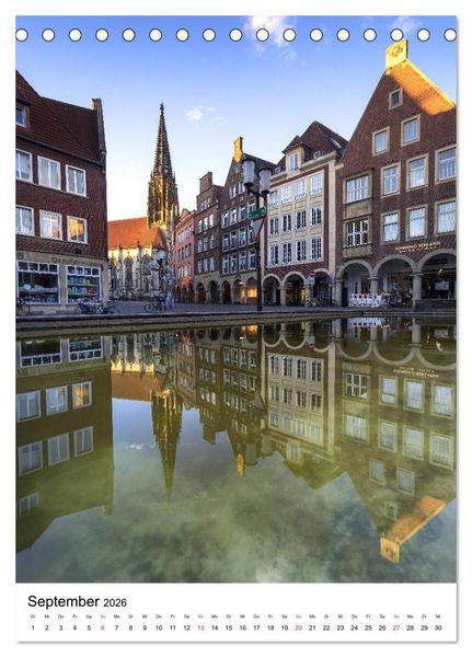 Produktbild: M&uuml;nster - Spiegelwelten einer Stadt (Tischkalender 2026 DIN A5 hoch), CALVENDO Monatskalender