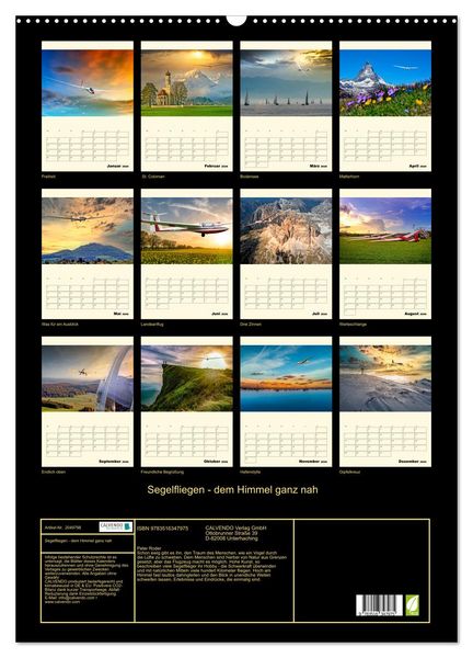 Produktbild: Segelfliegen - dem Himmel ganz nah (Wandkalender 2026 DIN A2 hoch), CALVENDO Monatskalender