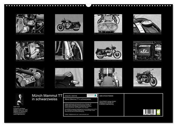 Produktbild: M&uuml;nch Mammut TT in schwarzweiss (Wandkalender 2026 DIN A2 quer), CALVENDO Monatskalender