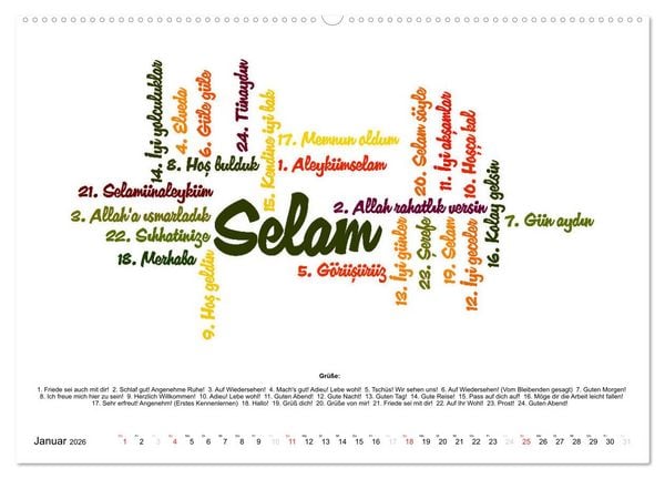 Produktbild: Smalltalk Sprachkalender T&uuml;rkisch-Deutsch (hochwertiger Premium Wandkalender 2026 DIN A2 quer), Kunstdruck in Hochglanz