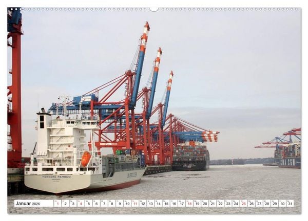 Produktbild: Dicke P&ouml;tte im Hafen und auf gro&szlig;er Fahrt (hochwertiger Premium Wandkalender 2026 DIN A2 quer), Kunstdruck in Hochglanz