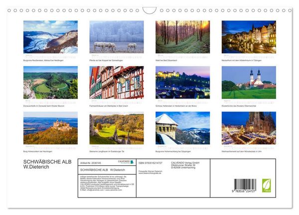 Produktbild: SCHW&Auml;BISCHE ALB W.Dieterich (Wandkalender 2026 DIN A3 quer), CALVENDO Monatskalender