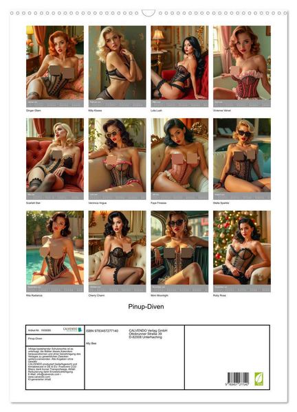 Produktbild: Pinup-Diven (Wandkalender 2026 DIN A2 hoch), CALVENDO Monatskalender