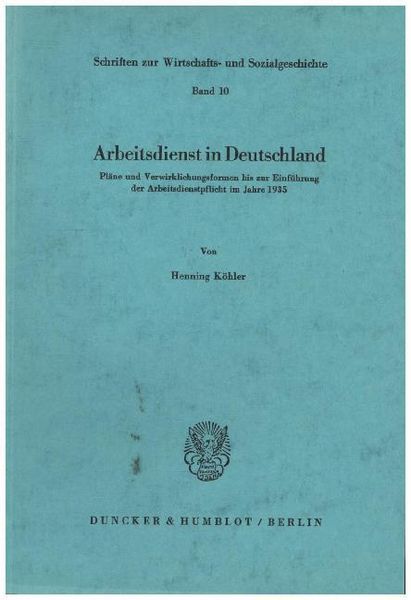 Produktbild: Arbeitsdienst in Deutschland.