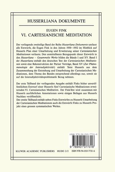 Produktbild: VI. Cartesianische Meditation
